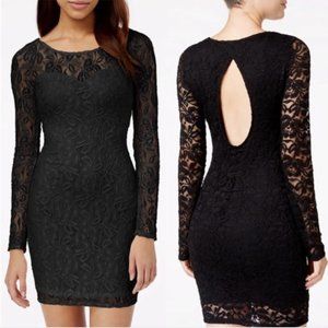 NEW With Tags Material Girl, lace illusion bodycon dress Caviar Black